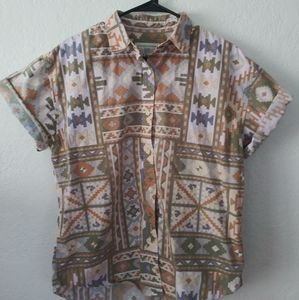 Vintage South Western Tribal Art Button Up